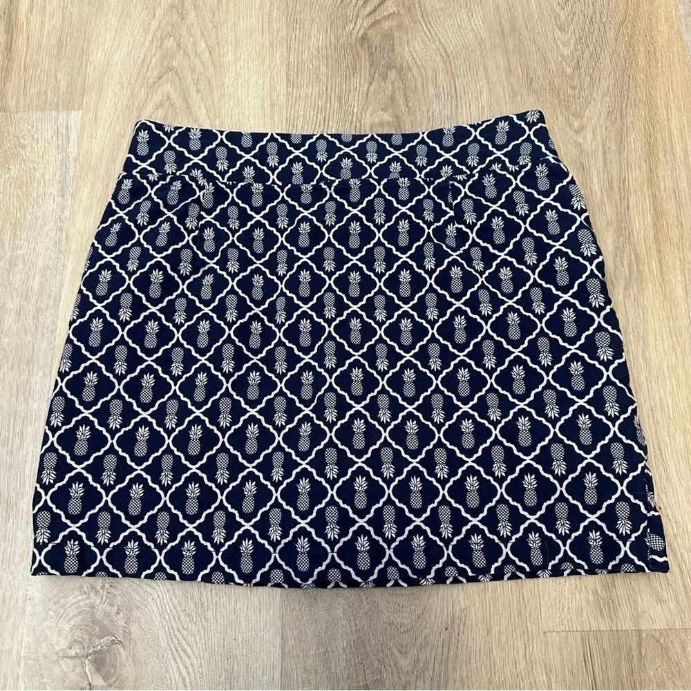 Crown & Ivy Blue and White Mini Pencil Skirt Casual Resort Wear